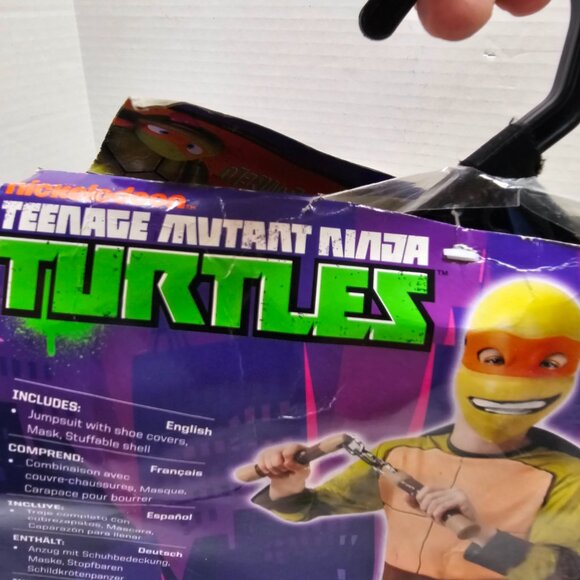 New Child Teenage Mutant Ninja Turtle Costume Boy L 12-14 Rubies Michelangelo - Picture 7 of 15